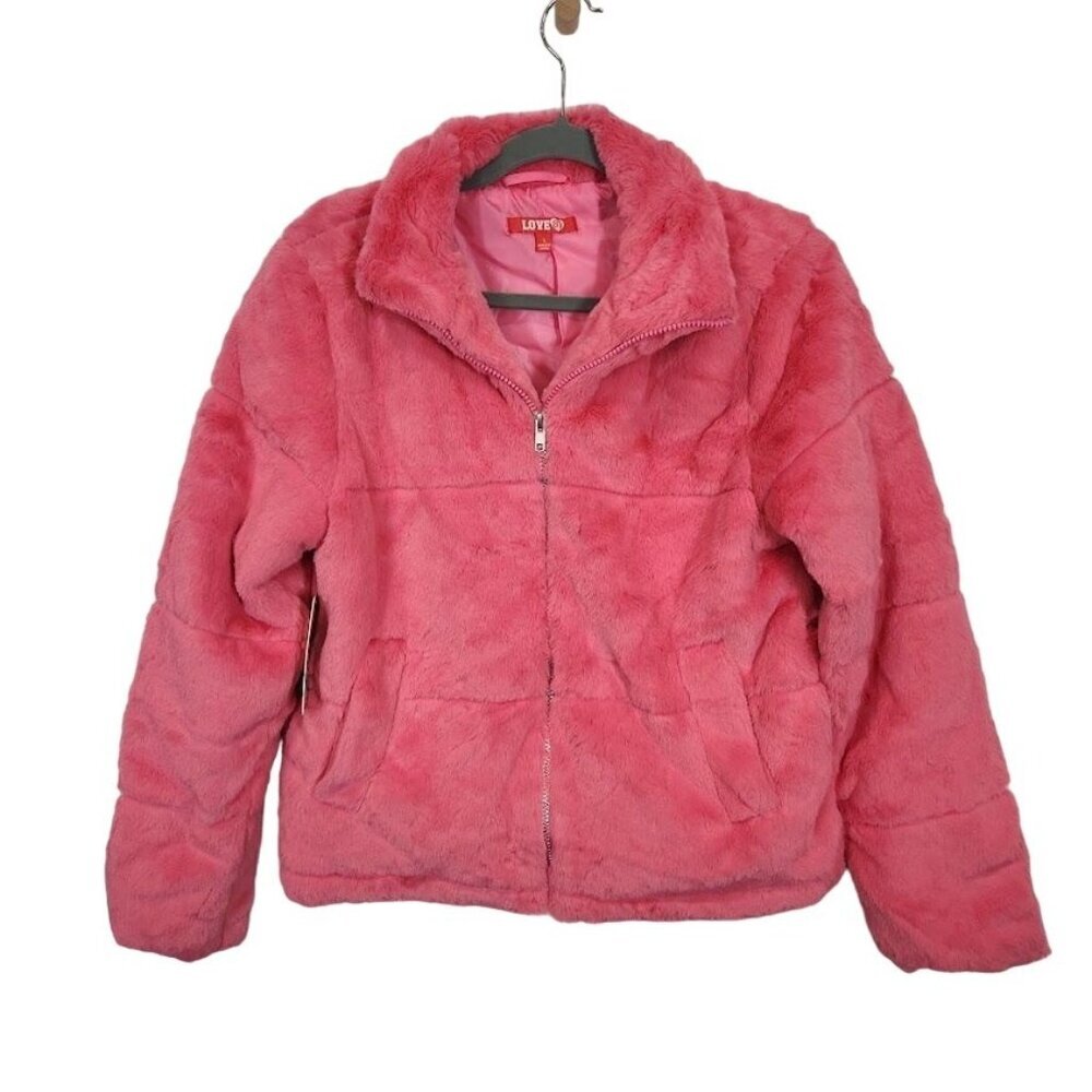 Love83 Faux Fur Jacket in Pink‎ - Size Large